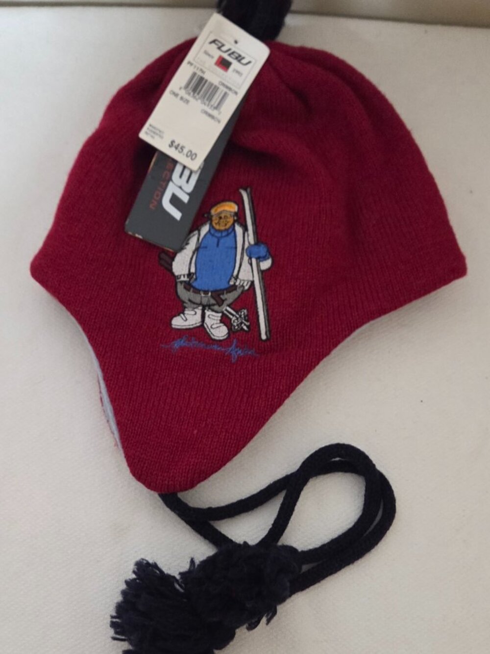 RARE Vintage Phatman FUBU Knit Hat With Ear Flaps And Strings 1990's